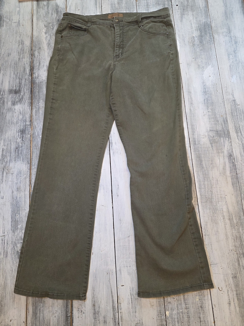 Hannah Women's Olive Green High Rise Straight Leg Jeans sz 14